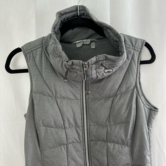 Athleta Womens Gray Zip Up Puffer Vest w/ Funnel Neck Size Small - Picture 2 of 6
